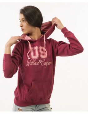 SUDADERA WALLACE & COOPER VESPA MUJER COLOR GRANATE/ROSA TALLA XS