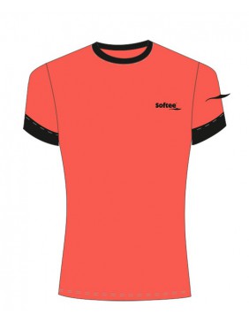 CAMISETA SOFTEE GALAXY MUJER COLOR NEGRO/CORAL FLÚOR TALLA XS