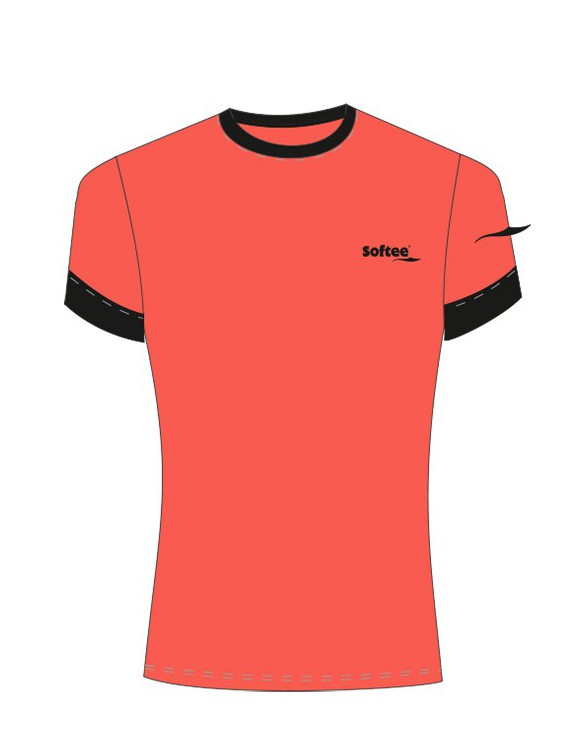 CAMISETA SOFTEE GALAXY MUJER COLOR NEGRO/CORAL FLÚOR TALLA M